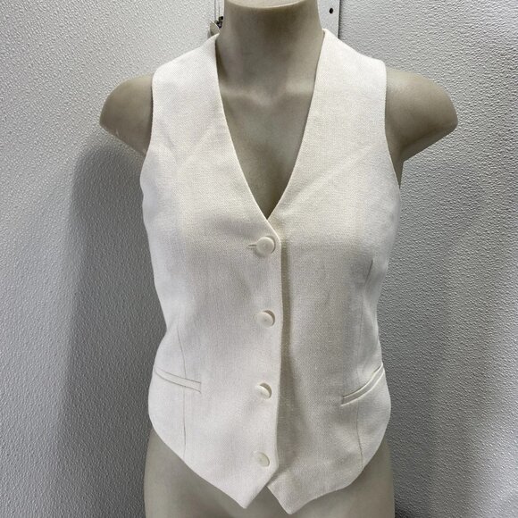 Reiss Women’s Devon Linen Twill Tailored Vest Size 2 White — Fully Lined - Picture 1 of 12
